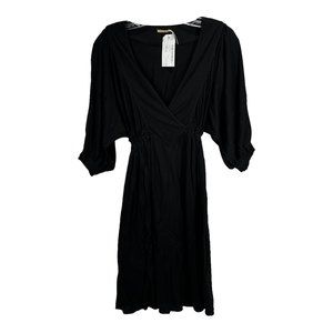 Max Studio Womens Midi Dress Size XS Black Dolman Sleeves Elastic Waist V-NecK